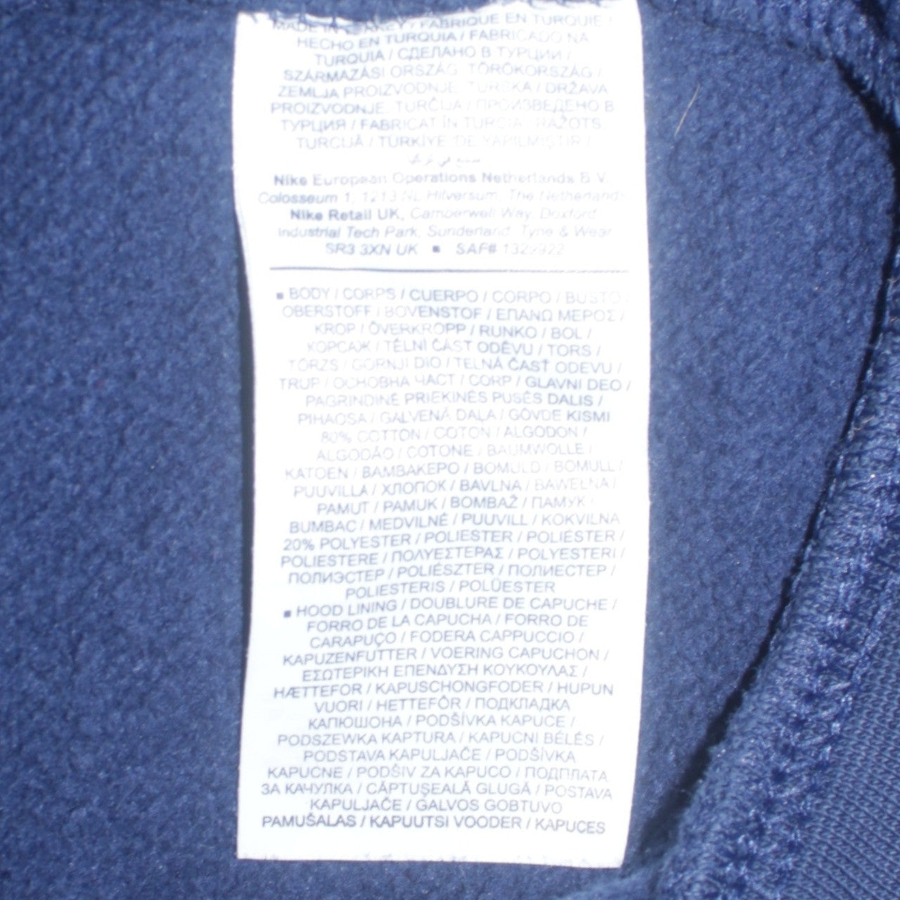 Mens UK Size XS Nike Blue Pullover Hoodie