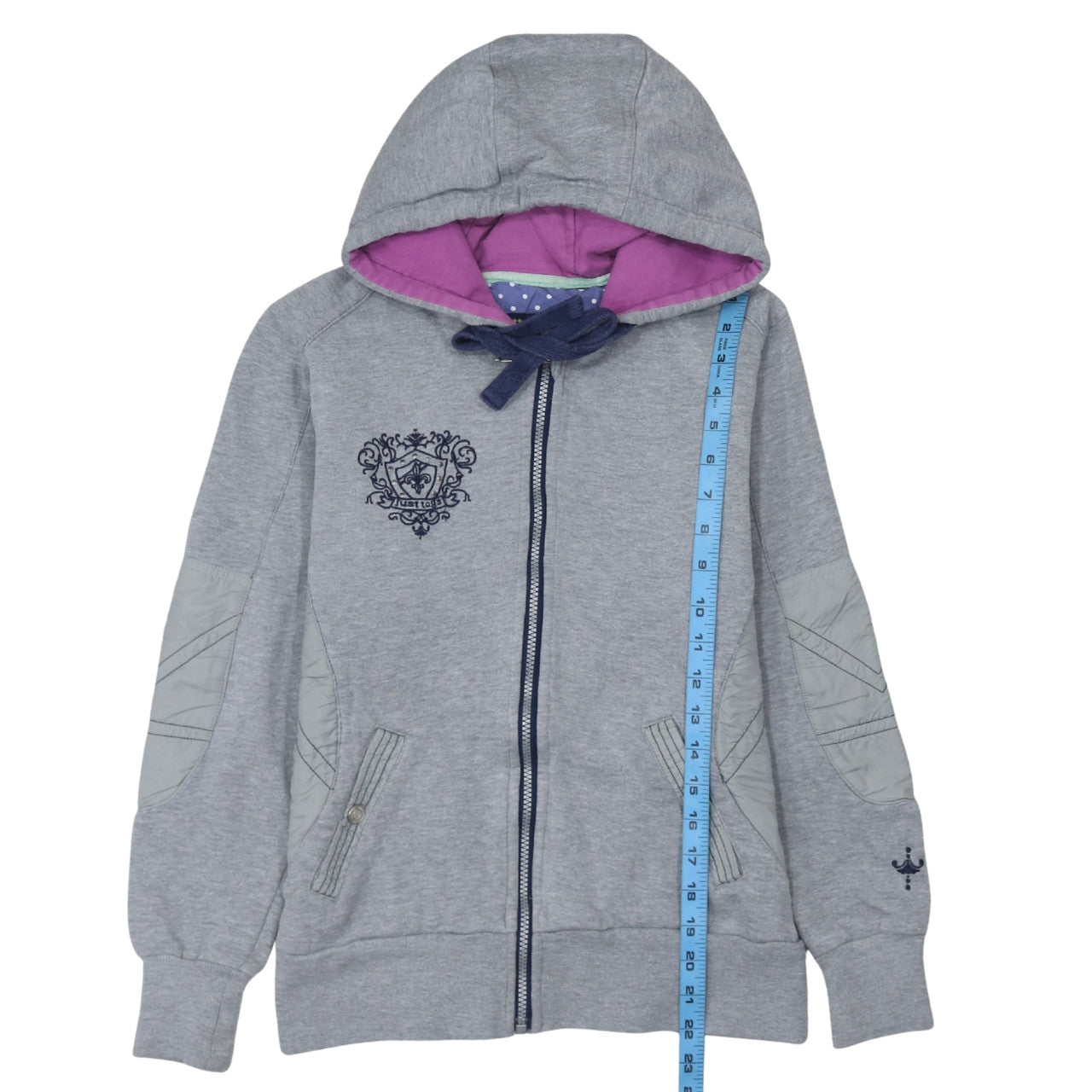Womens UK Size 12 Just Togs Grey Full Zip Hoodie