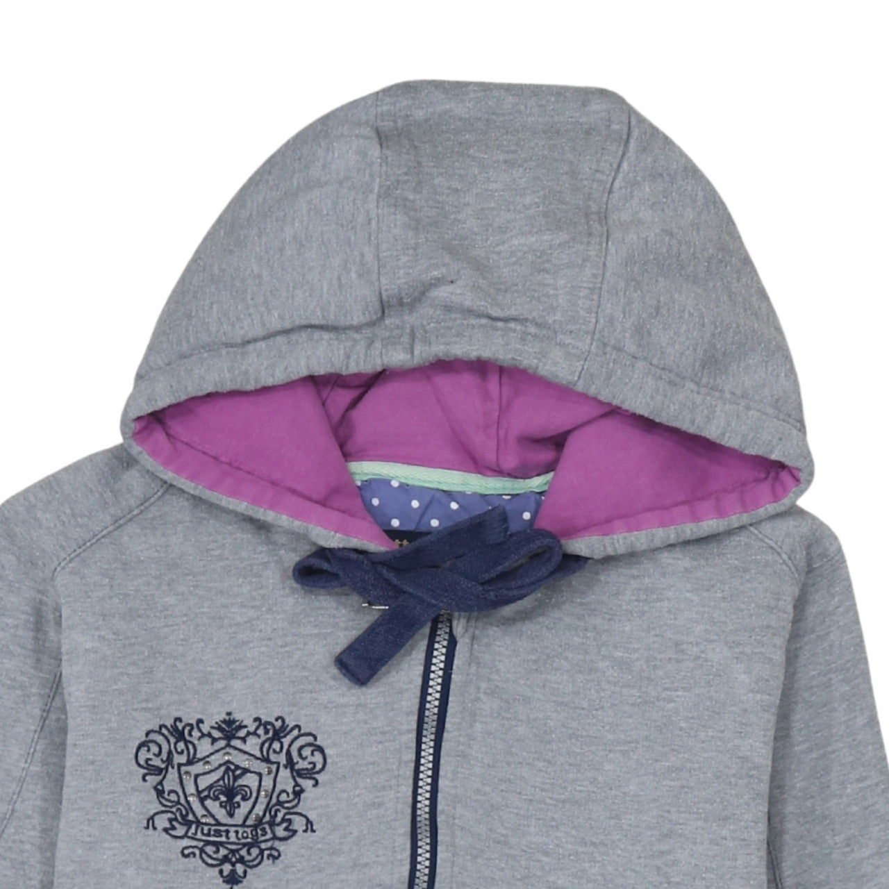Womens UK Size 12 Just Togs Grey Full Zip Hoodie