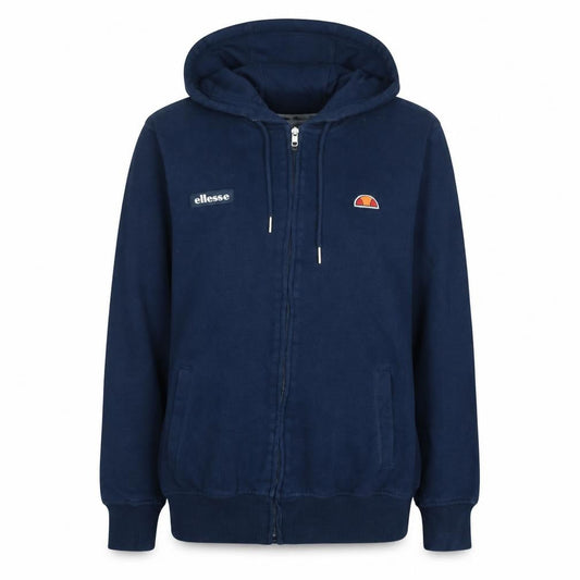Front view of Ellesse women’s navy full zip hoodie, size UK 10, cotton blend