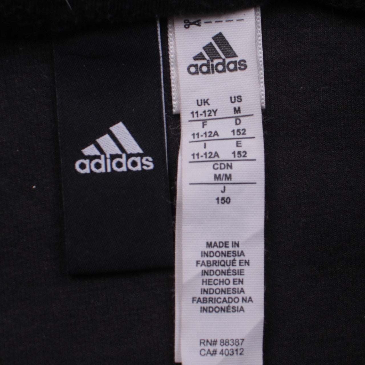 Boys UK Size 11-12 Years adidas Black Full Zip Hoodie