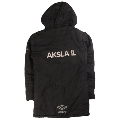 Umbro Boys Black 13-14 Years Hooded Long Puffer Coat Football Team Jacket