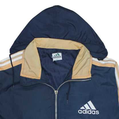 Mens UK Size 2XL adidas Blue Windbreaker Coat