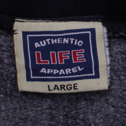 Mens UK Size L Authentic Life Apparel Black Full Zip Hoodie