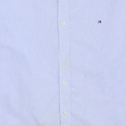 Tommy Hilfiger Men's Blue Checked Long Sleeve Button-Up Shirt Size L