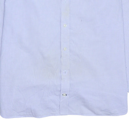 Tommy Hilfiger Men's Blue Checked Long Sleeve Button-Up Shirt Size L