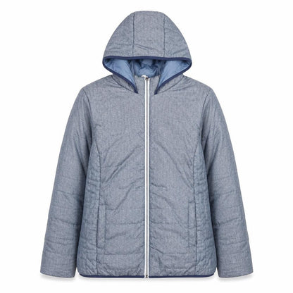 Nathalie Andersen Womens Blue Hooded Mid-Length Puffer Jacket M
