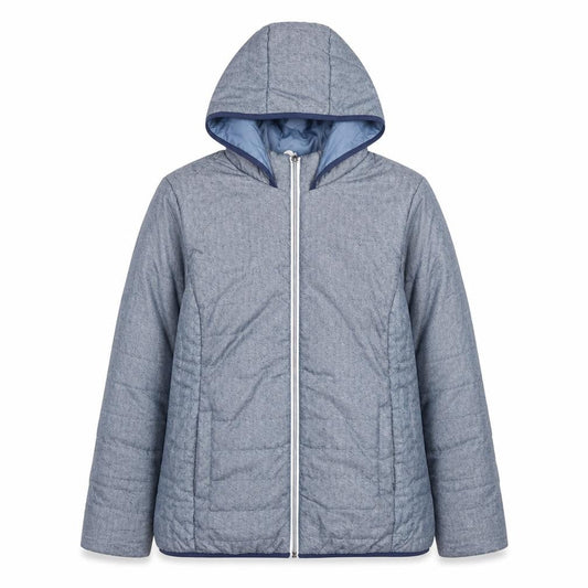 Nathalie Andersen Womens Blue Hooded Mid-Length Puffer Jacket M