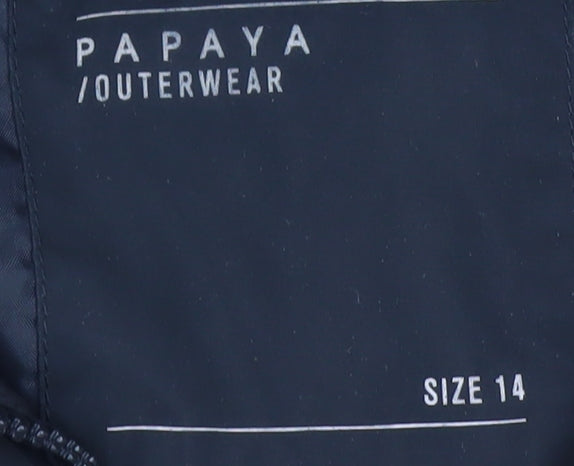 Papaya Women's Black Faux Fur Hooded Puffer Coat Size 14