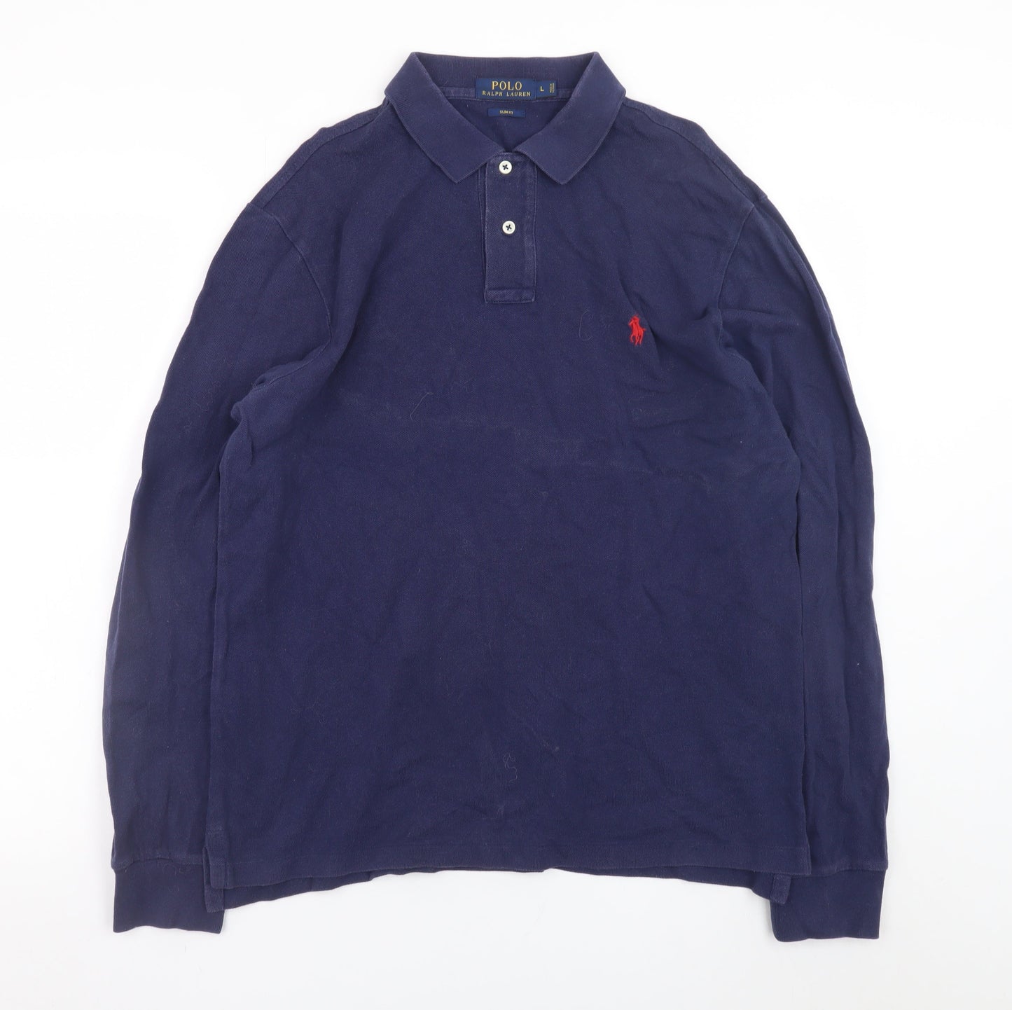 Ralph Lauren Men's Blue Slim Fit Long Sleeve Polo Shirt L