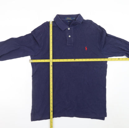 Ralph Lauren Men's Blue Slim Fit Long Sleeve Polo Shirt L