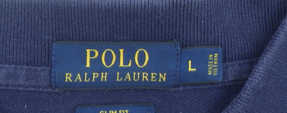 Ralph Lauren Men's Blue Slim Fit Long Sleeve Polo Shirt L