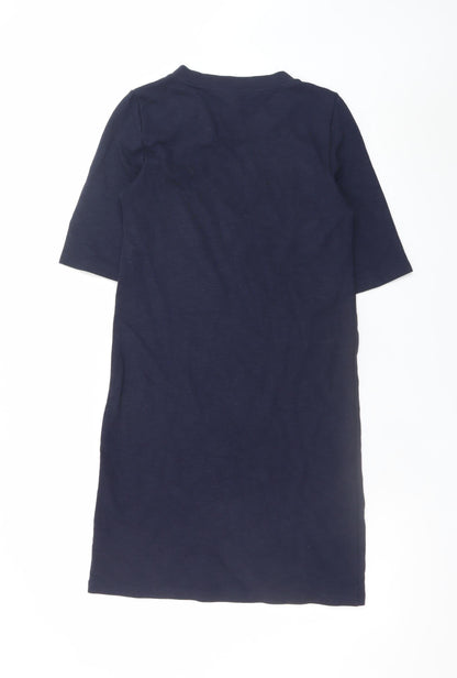 ONLY Women's Blue Shift Dress S Knee Length Zip Detail