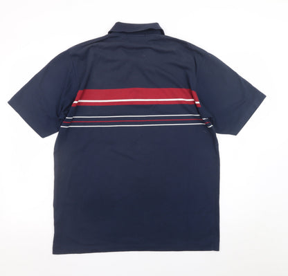 Hugo Samuel Men's Navy Striped Cotton Polo Shirt XL Classic Fit