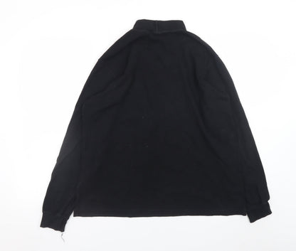 Lands' End Men's Black Long Sleeve Mock Neck Cotton T-Shirt M Regular