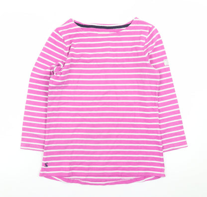 Joules Womens Pink Striped Long Sleeve Cotton T-Shirt UK 8