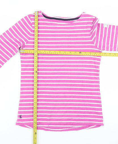 Joules Womens Pink Striped Long Sleeve Cotton T-Shirt UK 8