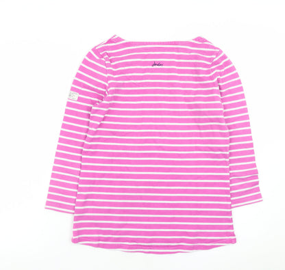 Joules Womens Pink Striped Long Sleeve Cotton T-Shirt UK 8