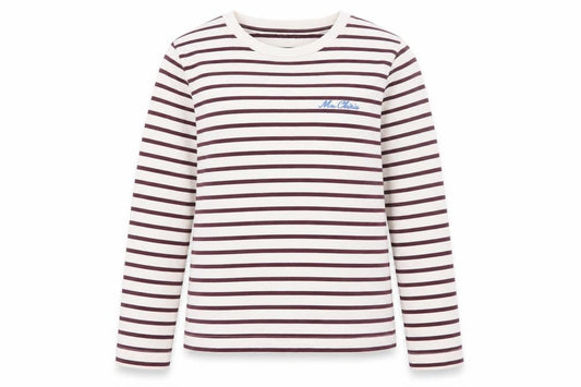 F&F Women’s Brown Striped Long Sleeve Cotton T-Shirt Size 8
