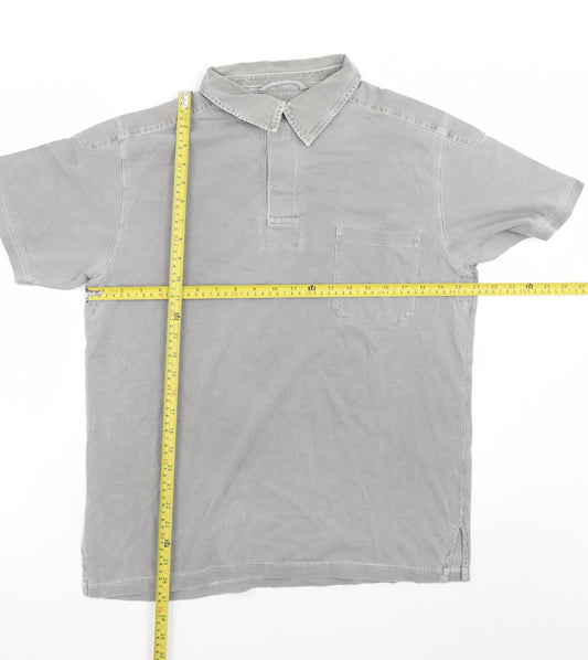 Marks and Spencer Men’s Grey Cotton Short Sleeve Collared Shirt L