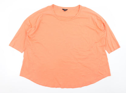 Hobbs Women’s Orange Cotton Jersey 3/4 Sleeve Relaxed T-Shirt XL