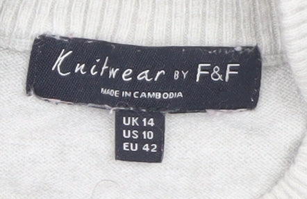 Womens UK Size 14 F&F Grey Pullover Jumper