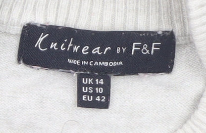 Womens UK Size 14 F&F Grey Pullover Jumper