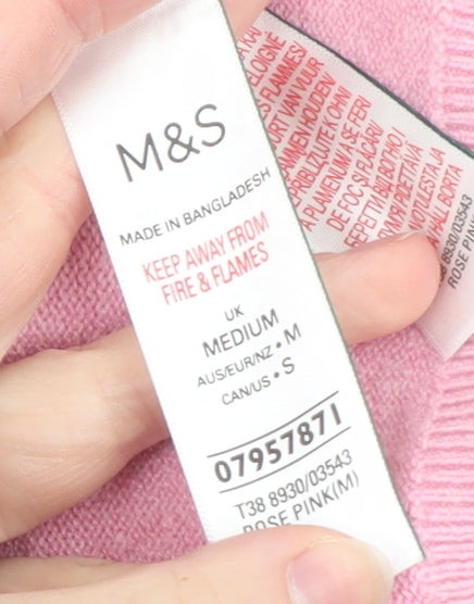 Womens UK Size M Marks and Spencer Pink Pullover Jumper