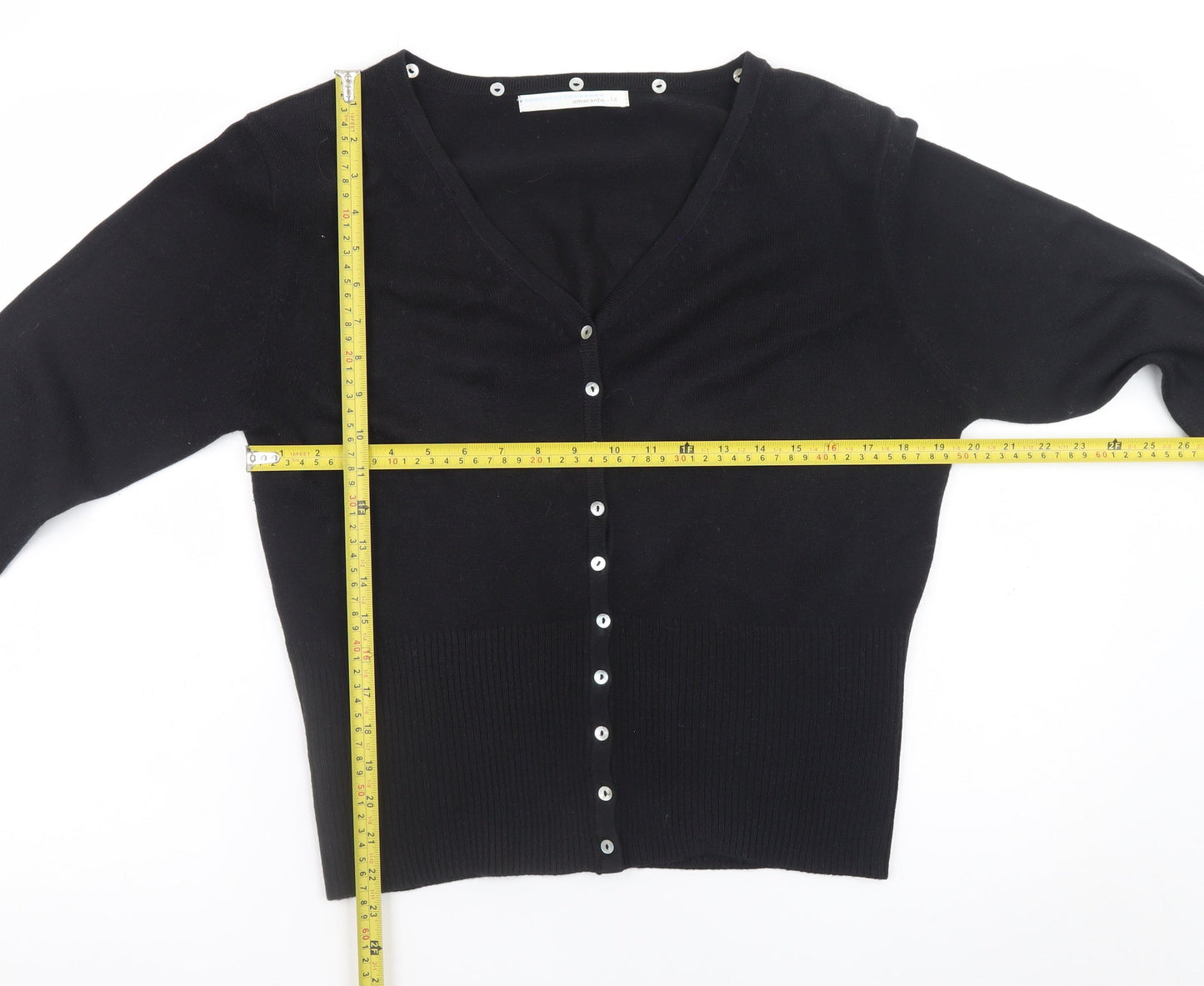 Womens UK Size 14 AMARANTO Black Cardigan Jumper