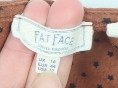 Womens UK Size 16 Fat Face Brown Basic T-Shirt