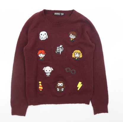 Womens UK Size 2XS Harry Potter Red Pullover Jumper