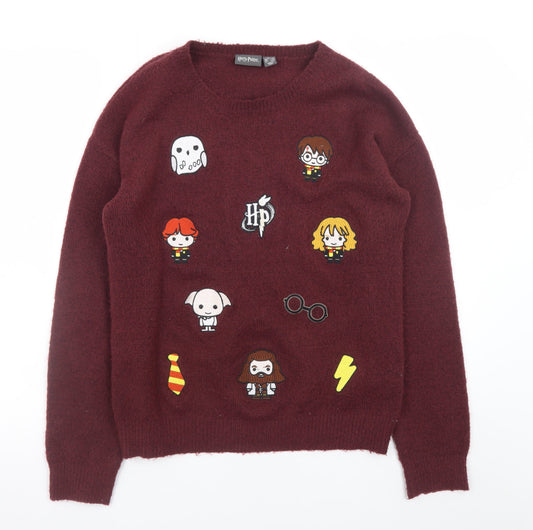 Womens UK Size 2XS Harry Potter Red Pullover Jumper