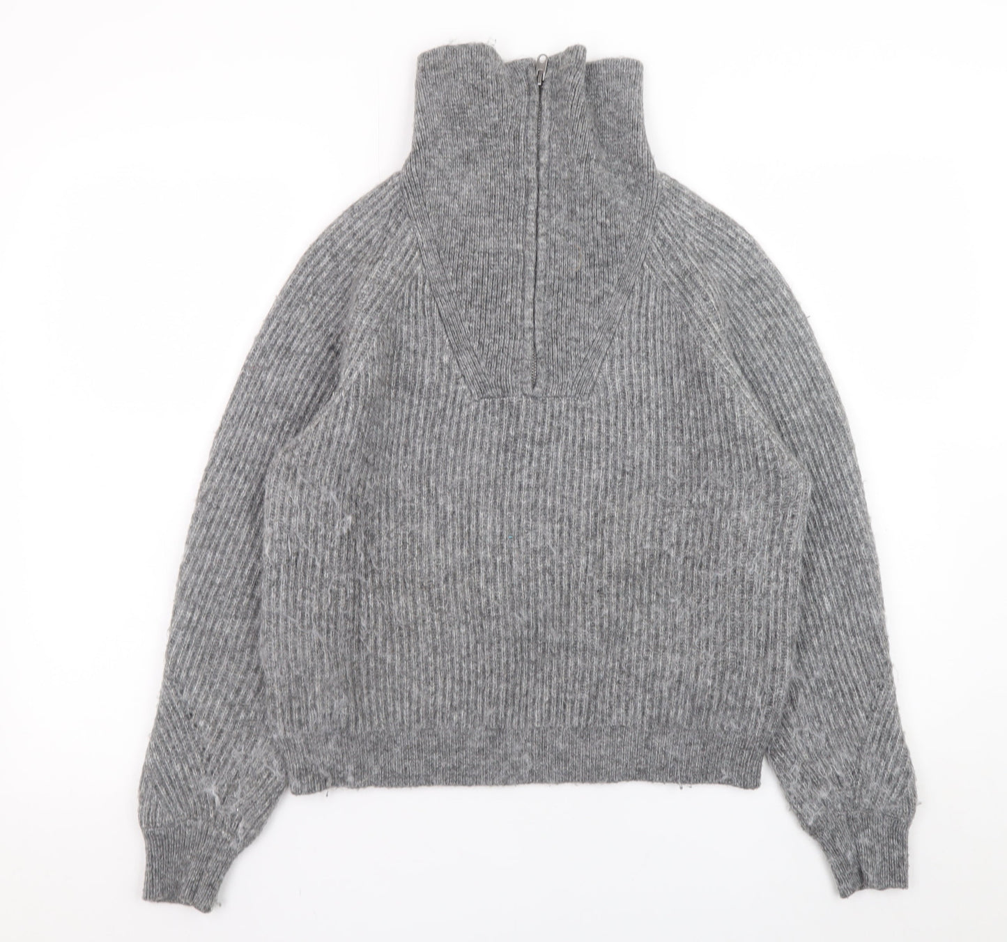 Womens UK Size S Marks and Spencer Grey Half Zip Jumper