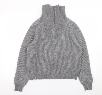 Womens UK Size S Marks and Spencer Grey Half Zip Jumper