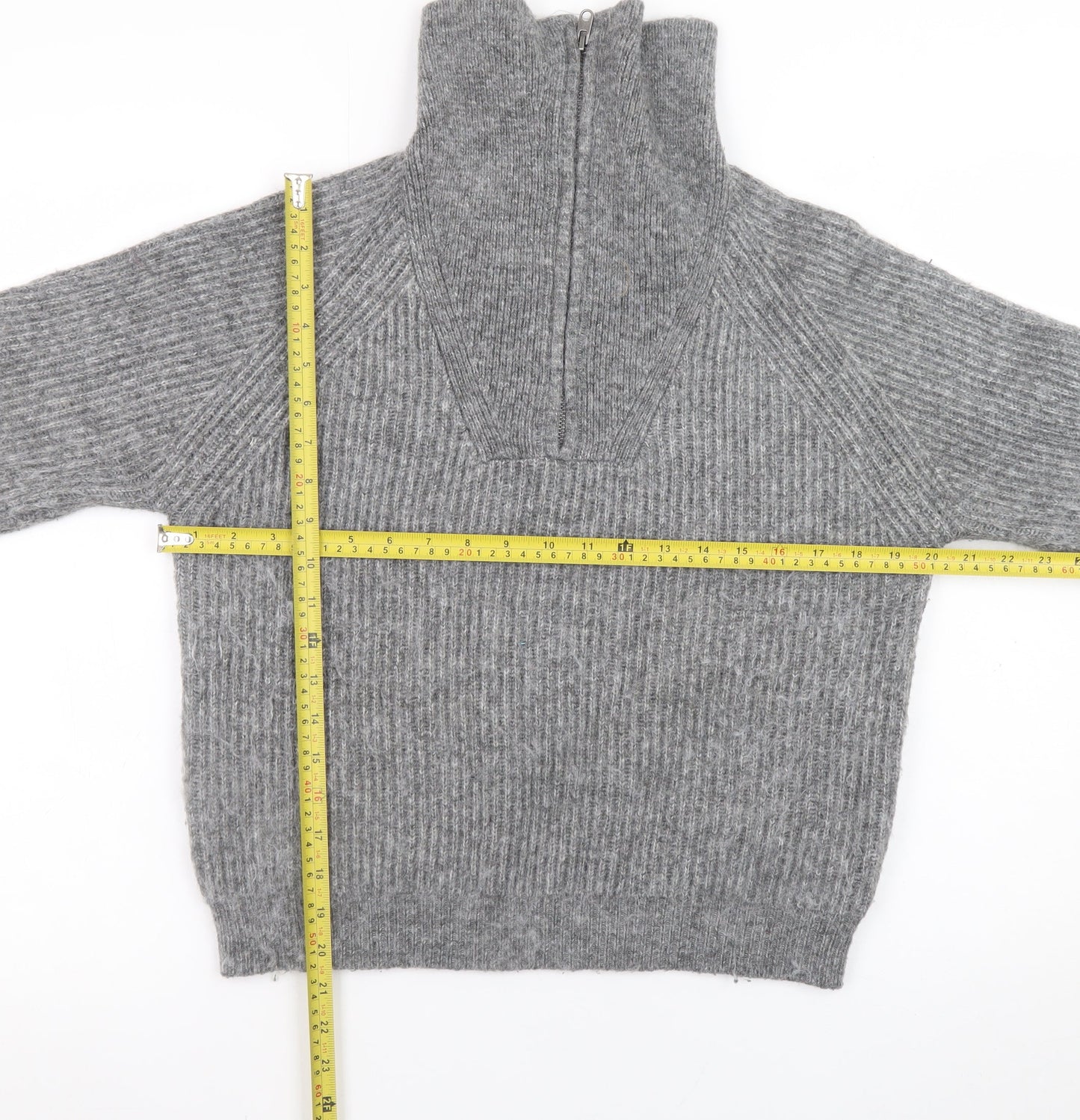 Womens UK Size S Marks and Spencer Grey Half Zip Jumper
