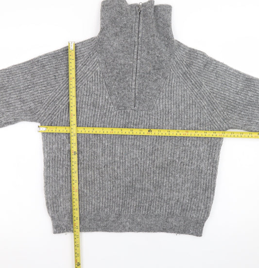 Womens UK Size S Marks and Spencer Grey Half Zip Jumper