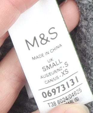 Womens UK Size S Marks and Spencer Grey Half Zip Jumper
