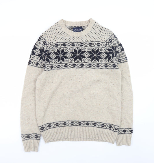 Mens UK Size M Criminal Beige Pullover Jumper