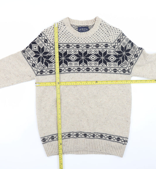 Mens UK Size M Criminal Beige Pullover Jumper