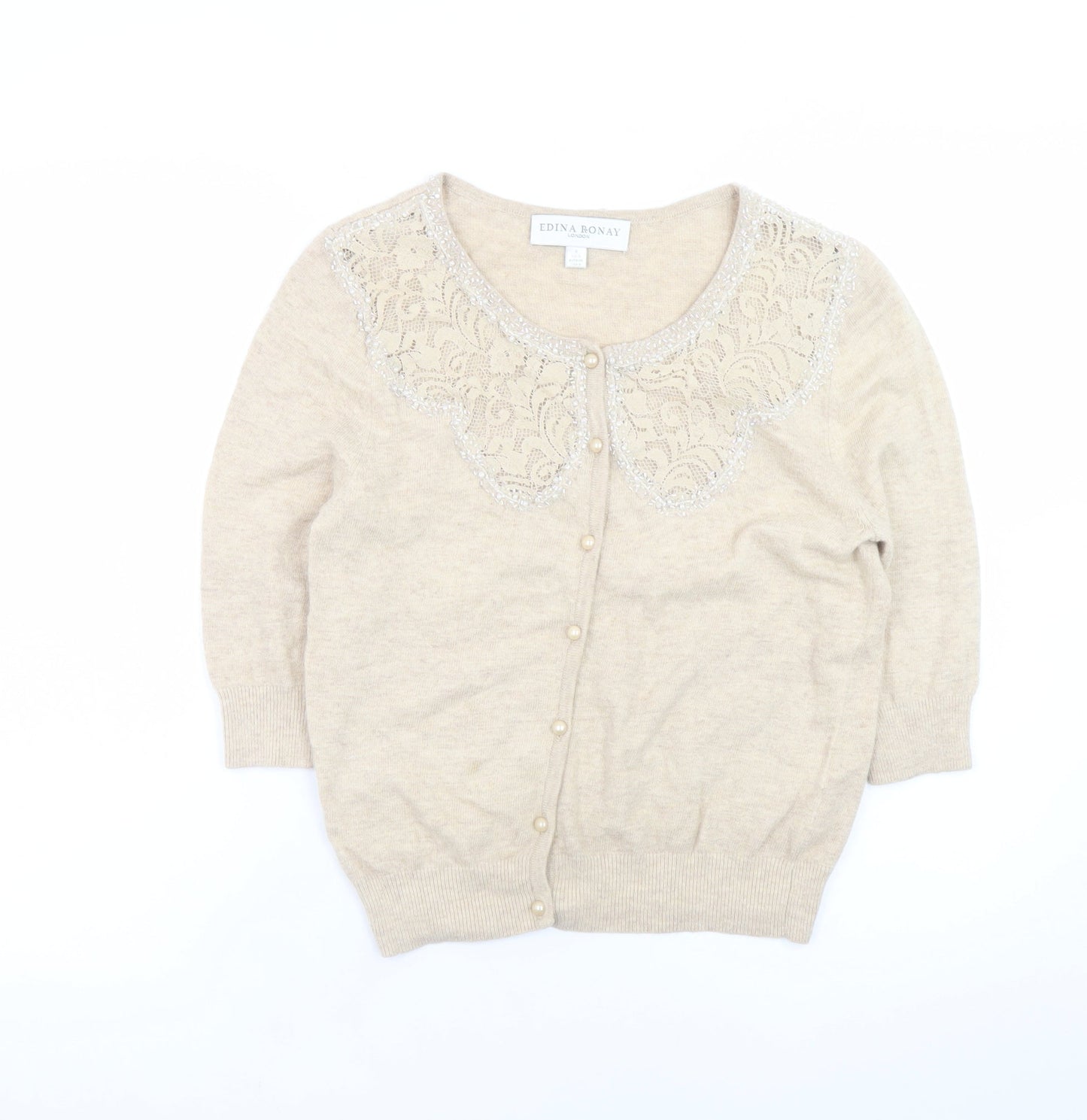 Womens UK Size 10 Edina Ronay Beige Cardigan Jumper