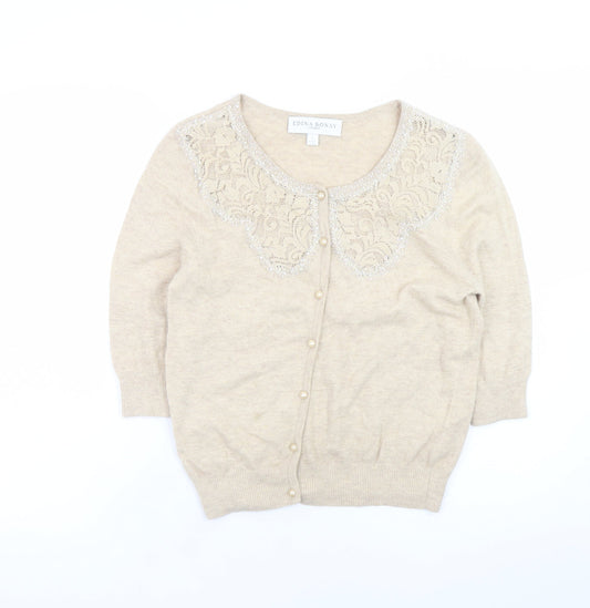 Womens UK Size 10 Edina Ronay Beige Cardigan Jumper