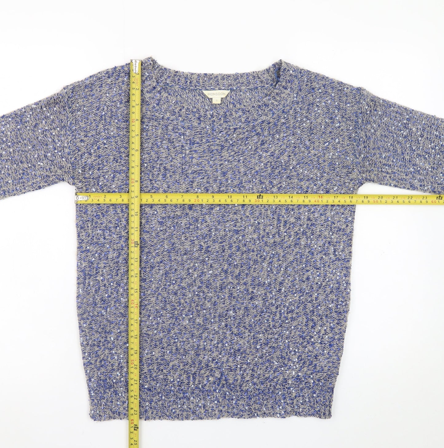Womens UK Size S Monsoon Blue Pullover Jumper