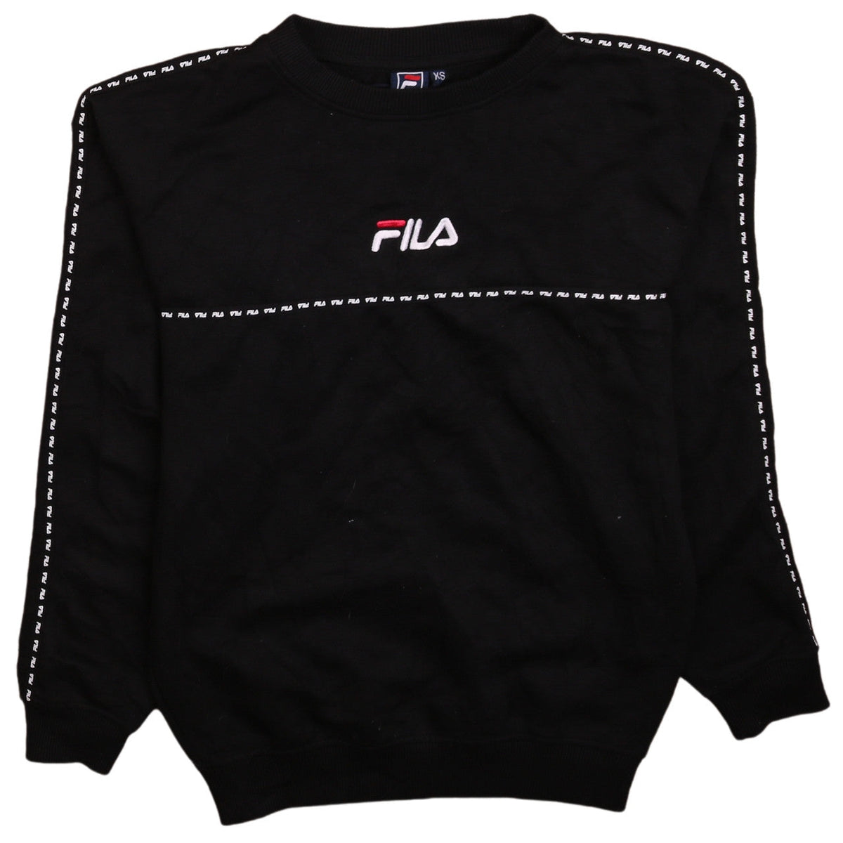 Fila Mens Black XS Crew Neck Logo Pullover Sweatshirt