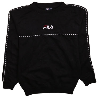 Fila Mens Black XS Crew Neck Logo Pullover Sweatshirt