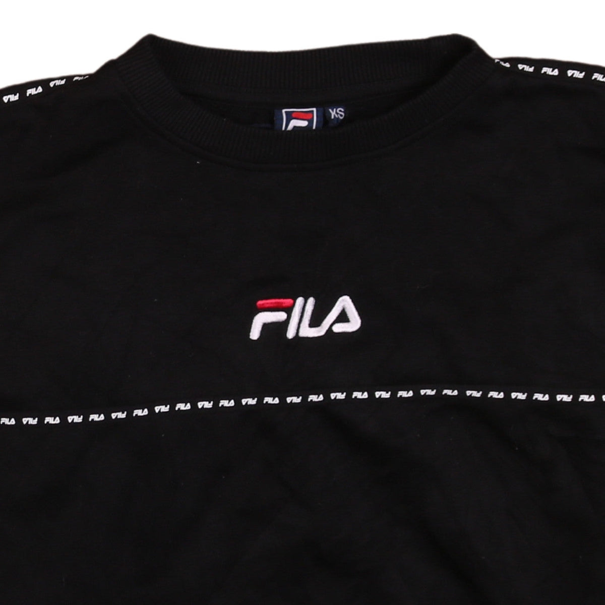 Fila Mens Black XS Crew Neck Logo Pullover Sweatshirt