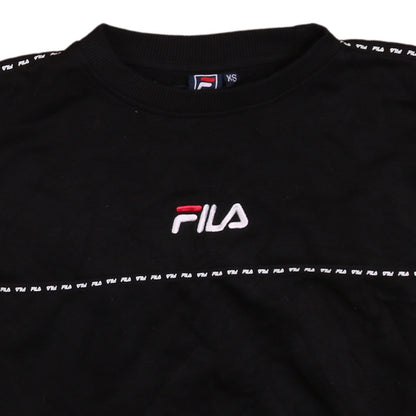 Fila Mens Black XS Crew Neck Logo Pullover Sweatshirt