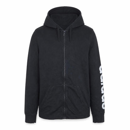 Front view of Adidas Men Black Full Zip Hoodie Small Sports Logo