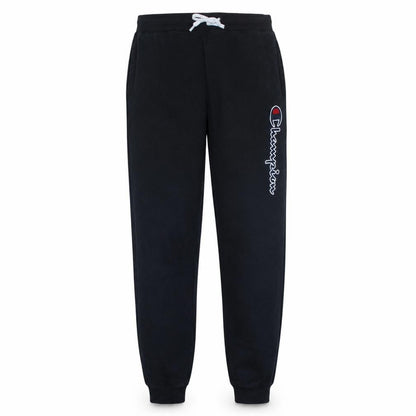 Front view of Champion boys’ black 2xl sweatpants jogger trousers with logo embroidery