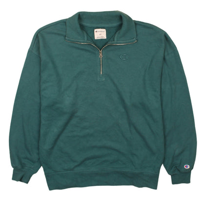 Mens UK Size S Champion Green 1/2 Zip Sweatshirt