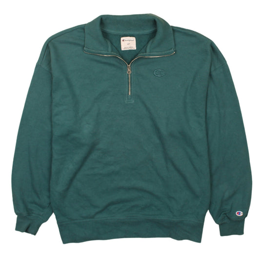 Mens UK Size S Champion Green 1/2 Zip Sweatshirt